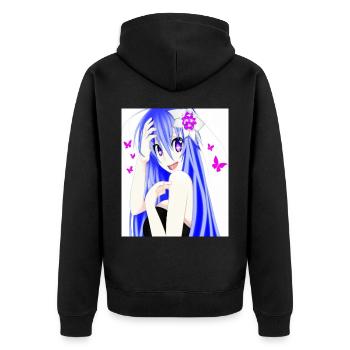 Japan Anime Drawing - Unisex Premium Organic Zip Hoodie - black - Back - Nico (187cm)