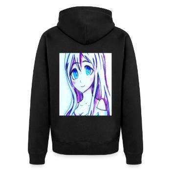 Japan Anime Drawing - Unisex Premium Organic Zip Hoodie - black - Back - Nico (187cm)
