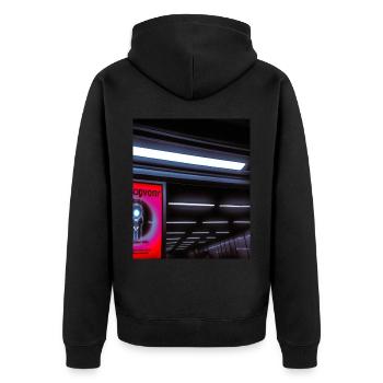 Futuristic cyborg in subway station - Unisex Premium Organic Zip Hoodie - black - Back - Nico (187cm)