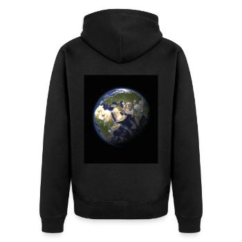 Erde - Unisex Premium Bio Zip Hoodie - Schwarz - Hinten - Nico (187cm)
