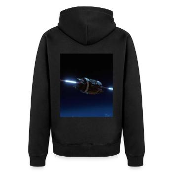 Spaceship - Unisex Premium Organic Zip Hoodie - black - Back - Nico (187cm)