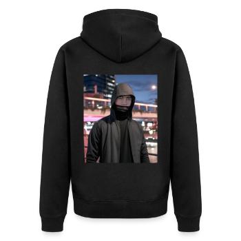 Gamer Hacker - Unisex Premium Bio Zip Hoodie - Schwarz - Hinten - Nico (187cm)