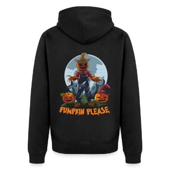 Halloween Pumpkin Horror - Unisex Premium Organic Zip Hoodie - black - Back - Nico (187cm)
