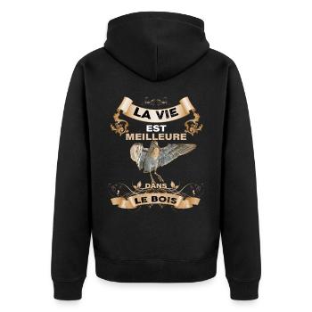 Bécasse la vie est meilleur dans le bois - Veste à capuche bio Premium Unisexe - noir - Dos - Nico (187cm)