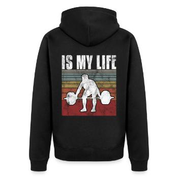 Bodybuilding is my life Bodybuilder GYM weight training - Unisex Premium Organic Zip Hoodie - black - Back - Nico (187cm)
