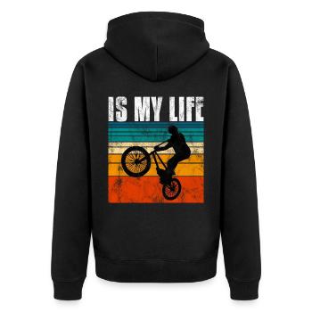 BMX is my life Bike Bike Bicycle Motocross - Unisex Premium Organic Zip Hoodie - black - Back - Nico (187cm)