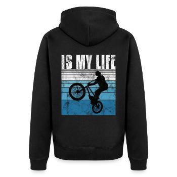 BMX is my life Bike Bike Bicycle Motocross - Unisex Premium Organic Zip Hoodie - black - Back - Nico (187cm)