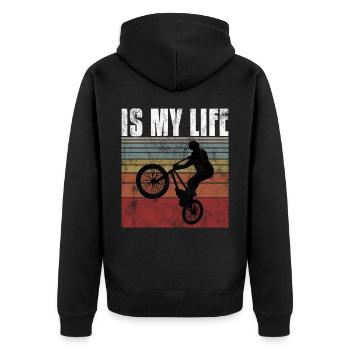BMX is my life Bike Bike Bicycle Motocross - Unisex Premium Organic Zip Hoodie - black - Back - Nico (187cm)