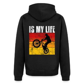 BMX is my life Bike Bicycle Motocross - Unisex Premium Organic Zip Hoodie - black - Back - Nico (187cm)