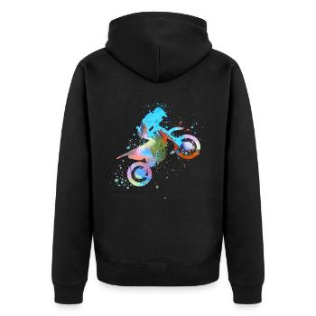 motorrad, motorcycle, biker, graffiti, malerei - Unisex Premium Bio Zip Hoodie - Schwarz - Hinten - Nico (187cm)