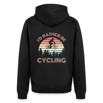 I D RATHER Be Cycling Bike Slogan - Veste à capuche bio Premium Unisexe - noir - Dos - Nico (187cm)