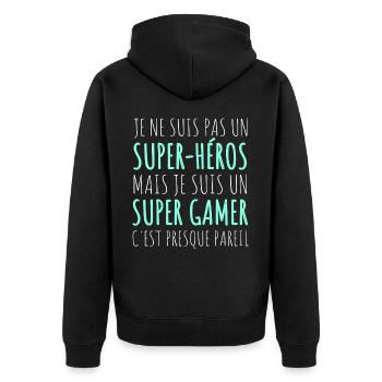 Super gamer humour gaming cadeau geek jeux vidéo - Veste à capuche bio Premium Unisexe - noir - Dos - Nico (187cm)
