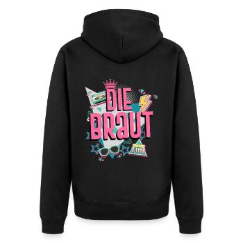 Junggesellinenabschied 90er JGA Retro Vintage - Unisex Premium Bio Zip Hoodie - Schwarz - Hinten - Nico (187cm)