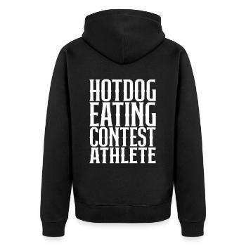 Hotdog Eating Contest Athlete - Unisex Premium Bio Zip Hoodie - Schwarz - Hinten - Nico (187cm)