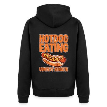 Hotdog Eating Contest Athlete 4 - Unisex Premium Bio Zip Hoodie - Schwarz - Hinten - Nico (187cm)