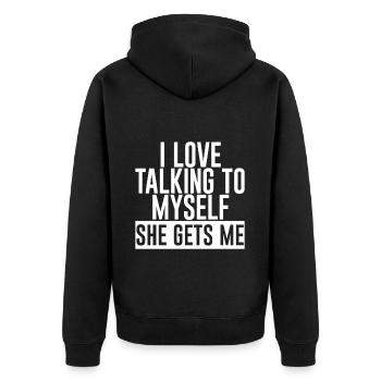 J’aime me parler à moi-même, elle me comprend - Veste à capuche bio Premium Unisexe - noir - Dos - Nico (187cm)