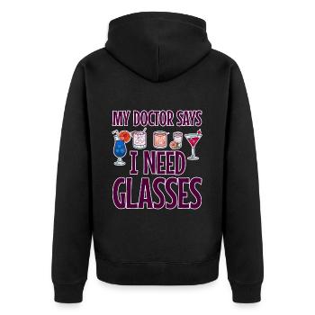 My Doctor Says I Need Glasses 2 - Unisex Premium Bio Zip Hoodie - Schwarz - Hinten - Nico (187cm)