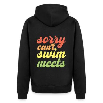 Sorry Can't, Swim Meets - Unisex Premium Bio Zip Hoodie - Schwarz - Hinten - Nico (187cm)