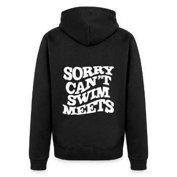 Sorry Can't, Swim Meets 4 - Unisex Premium Bio Zip Hoodie - Schwarz - Hinten - Nico (187cm)
