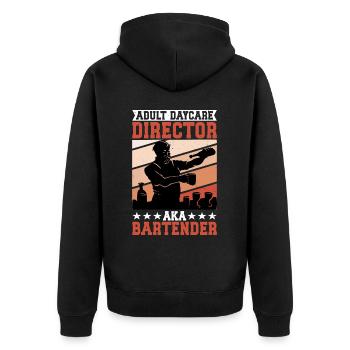 Adult Daycare Director aka Bartender 2 - Unisex Premium Organic Zip Hoodie - black - Back - Nico (187cm)