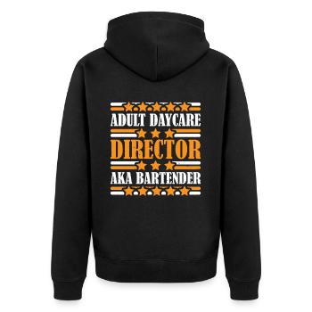 Adult Daycare Director aka Bartender 4 - Unisex Premium Organic Zip Hoodie - black - Back - Nico (187cm)