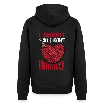 I Crochet So I Don't Unravel 2 - Unisex Premium Bio Zip Hoodie - Schwarz - Hinten - Nico (187cm)