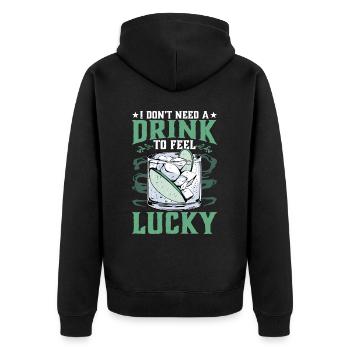 Je n’ai pas besoin d’un verre pour me sentir chanceux - Veste à capuche bio Premium Unisexe - noir - Dos - Nico (187cm)