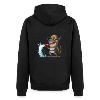 Sharp Safety - Unisex Premium Organic Zip Hoodie - black - Back - Nico (187cm)