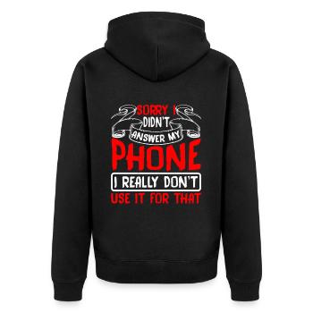 Désolé je n’ai pas répondu à mon téléphone 2 - Veste à capuche bio Premium Unisexe - noir - Dos - Nico (187cm)