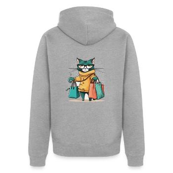 Laufsteg - Unisex Premium Bio Zip Hoodie - Grau meliert - Hinten - Nico (187cm)