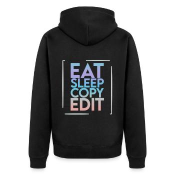 Eat Sleep Copy Edit 2 - Unisex Premium Organic Zip Hoodie - black - Back - Nico (187cm)