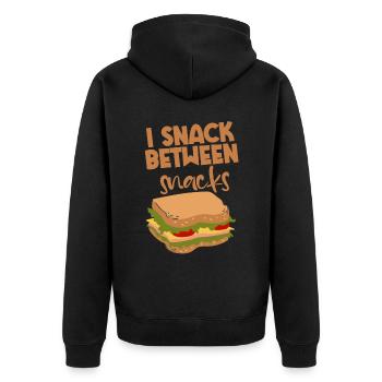 I Snack Between Snacks 2 - Unisex Premium Organic Zip Hoodie - black - Back - Nico (187cm)