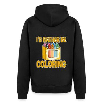 I'd Rather Be Coloring - Unisex Premium Bio Zip Hoodie - Schwarz - Hinten - Nico (187cm)