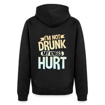 I'm Not Drunk My Knees Hurt 4 - Unisex Premium Bio Zip Hoodie - Schwarz - Hinten - Nico (187cm)