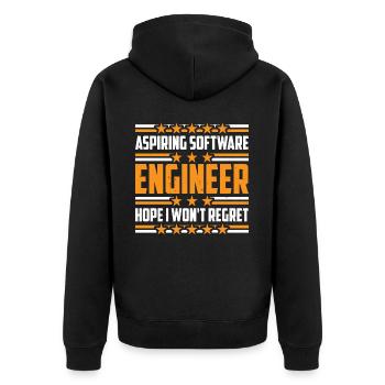 Aspiring Software Engineer, Hope I Won't Regret 3 - Unisex Premium Organic Zip Hoodie - black - Back - Nico (187cm)