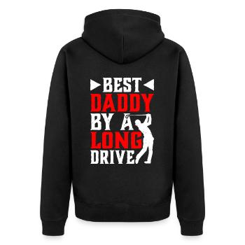 Best Daddy By A Long Drive - Unisex Premium Bio Zip Hoodie - Schwarz - Hinten - Nico (187cm)