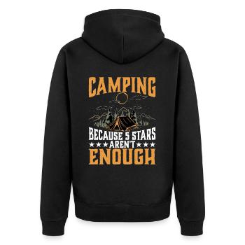 Camping Because 5 Stars Aren't Enough 2 - Unisex Premium Bio Zip Hoodie - Schwarz - Hinten - Nico (187cm)