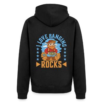 I Love Banging Rocks - Unisex Premium Bio Zip Hoodie - Schwarz - Hinten - Nico (187cm)