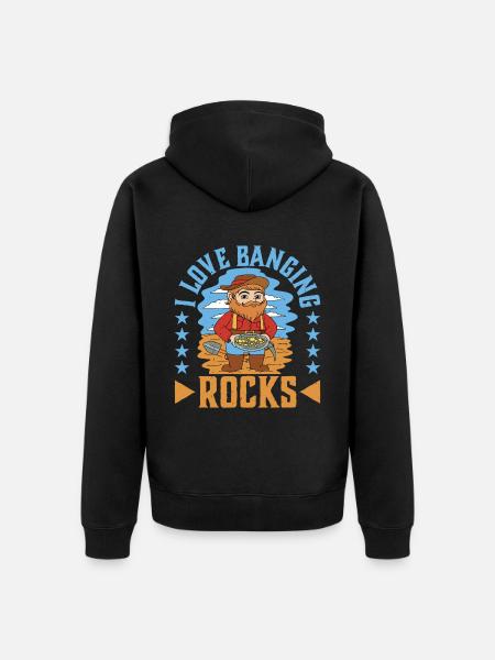 I Love Banging Rocks - Unisex Premium Organic Zip Hoodie - black