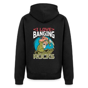 I Love Banging Rocks 2 - Unisex Premium Bio Zip Hoodie - Schwarz - Hinten - Nico (187cm)