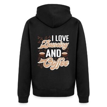 I Love Dancing And Coffee - Unisex Premium Organic Zip Hoodie - black - Back - Nico (187cm)