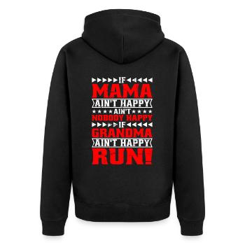 Si maman n’est pas heureuse, personne n’est heureux - Veste à capuche bio Premium Unisexe - noir - Dos - Nico (187cm)