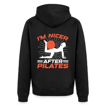 I'm Nicer After Pilates 2 - Unisex Premium Bio Zip Hoodie - Schwarz - Hinten - Nico (187cm)