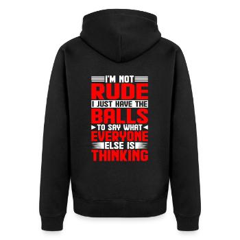 The Balls To Say What Everyone Else Is Thinking 1 - Unisex Premium Organic Zip Hoodie - black - Back - Nico (187cm)