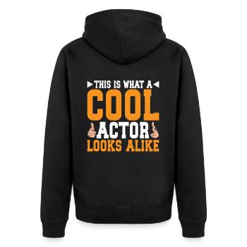 This Is What A Cool Actor Looks Alike 3 - Unisex Premium Bio Zip Hoodie - Schwarz - Hinten - Nico (187cm)