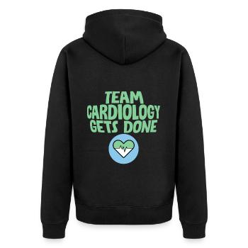 Team Cardiology Gets Done 4 - Unisex Premium Bio Zip Hoodie - Schwarz - Hinten - Nico (187cm)