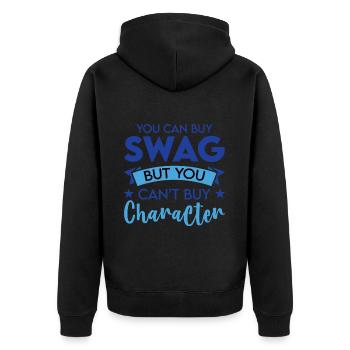 You Can Buy Swag But You Can't Buy Character 2 - Unisex Premium Bio Zip Hoodie - Schwarz - Hinten - Nico (187cm)