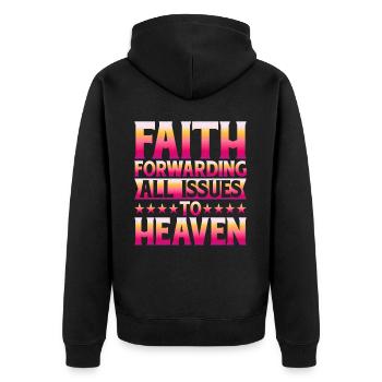 Faith Forwarding All Issues To Heaven 5 - Unisex Premium Bio Zip Hoodie - Schwarz - Hinten - Nico (187cm)