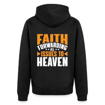Faith Forwarding All Issues To Heaven 7 - Unisex Premium Bio Zip Hoodie - Schwarz - Hinten - Nico (187cm)