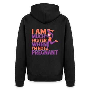 I Am Much Faster When I'm Not Pregnant 6 - Unisex Premium Bio Zip Hoodie - Schwarz - Hinten - Nico (187cm)
